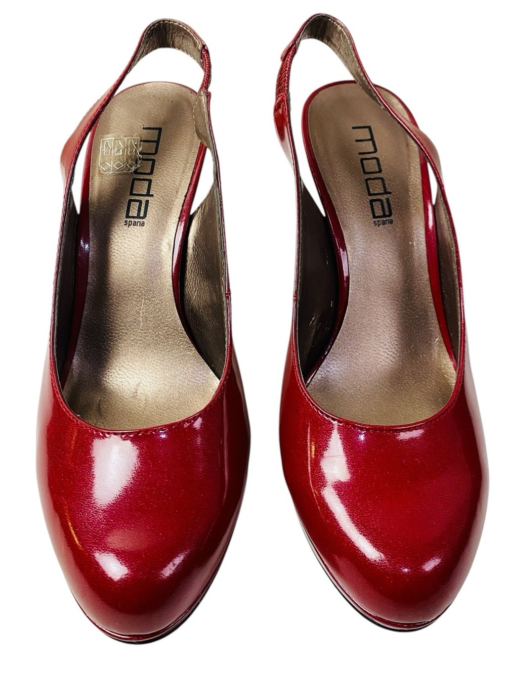 Moda Karah Red Patent Leather Slingback Pumps Size 9 - Picture 2 of 6